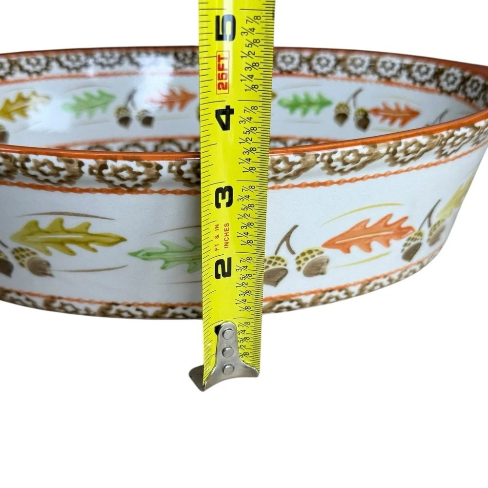 Temptations Old World Orange Acorn & Leaves 2.5qt W/ Handled Metal Carrying Rack